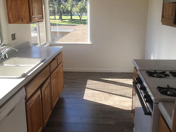 Kitchen with views of Heartwell Park