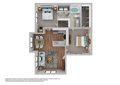 Floor plan 2 Bedroom 1 Bath Style B1 Renovated