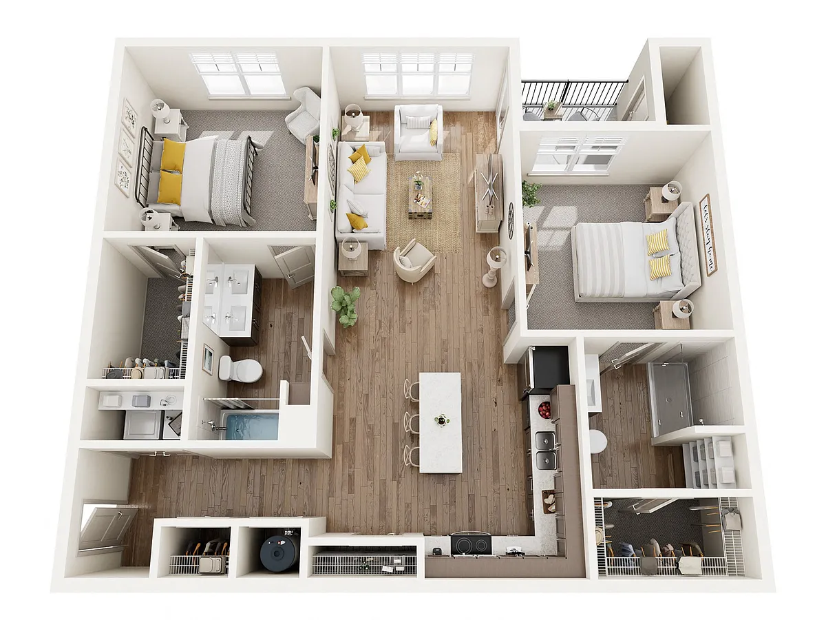 Floor plan 2 Bed, 2 Bath