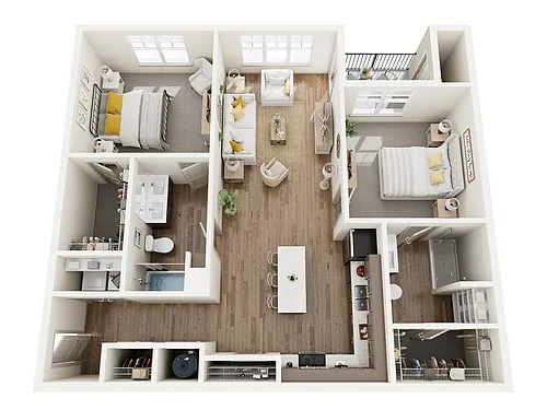 Floor plan 2 Bed, 2 Bath