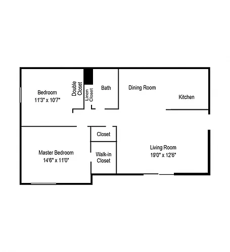 Floor plan 2BR 1BA GARDEN