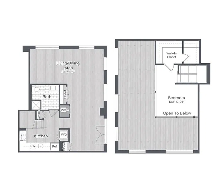 Floor plan 1 Bed/1 Bath Loft-LW1