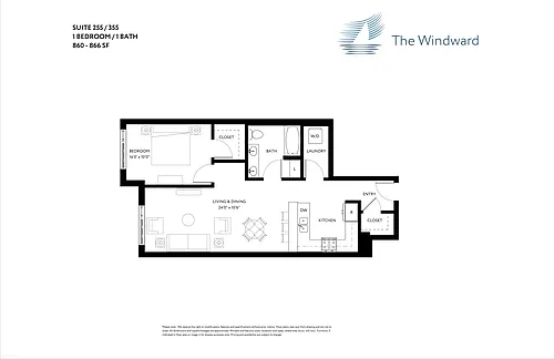 Floor plan 1 Bed/1 Bath