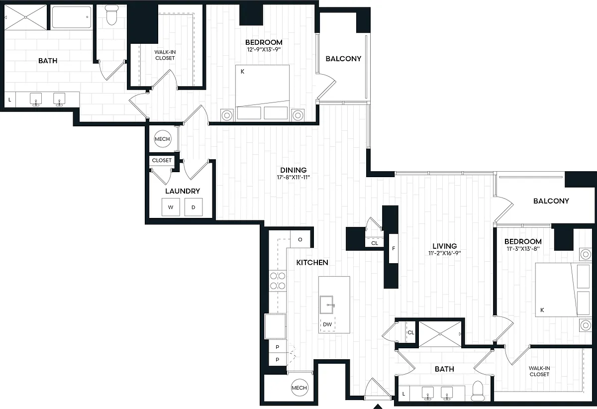 Floor plan 2 Bed/2 Bath-2X_P