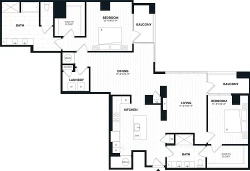 Floor plan 2 Bed/2 Bath-2X_P
