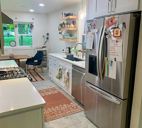 Updated Kitchen 2024 - beautiful tile floors, quartz countertops, all new appliances (double oven with air fryer!)