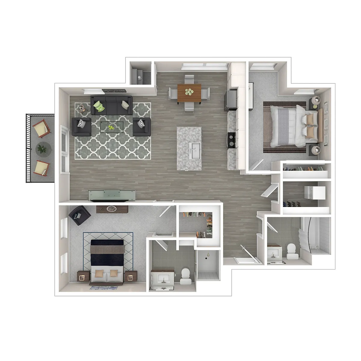 Floor plan 2 Bed Building C & D Corner Back (Faces Jackson)