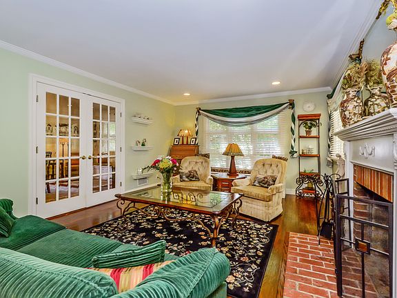 Living Room with French doors to dining room