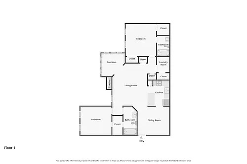 Floor plan 2 Bedroom - Sunroom