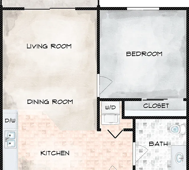 One Bedroom | Age 55+ Floorplan Diagram