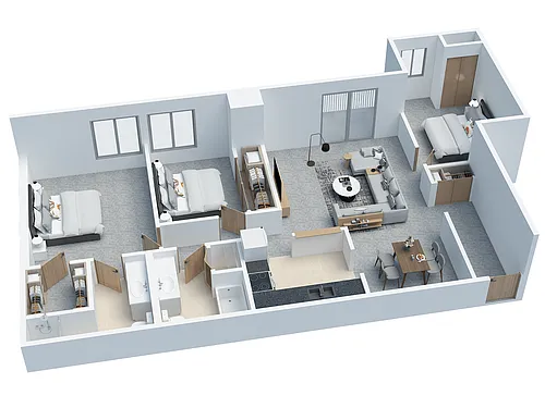 Floor plan 3 BD 2 BA