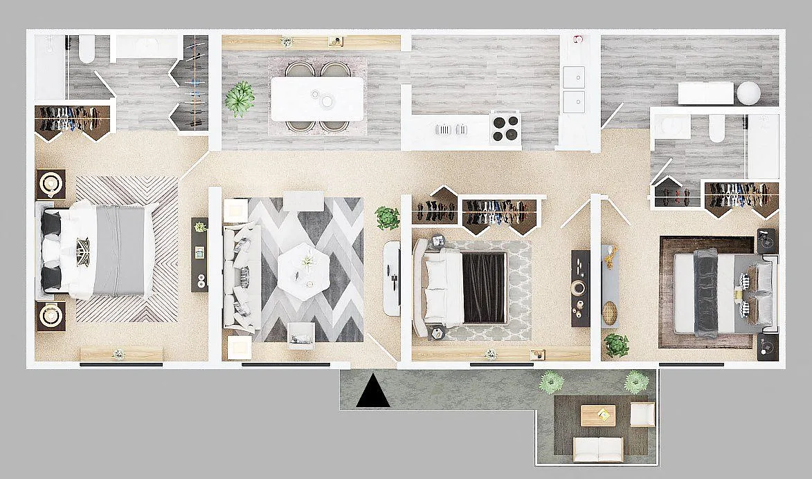 Floor plan 3 Bedroom 2 Bath