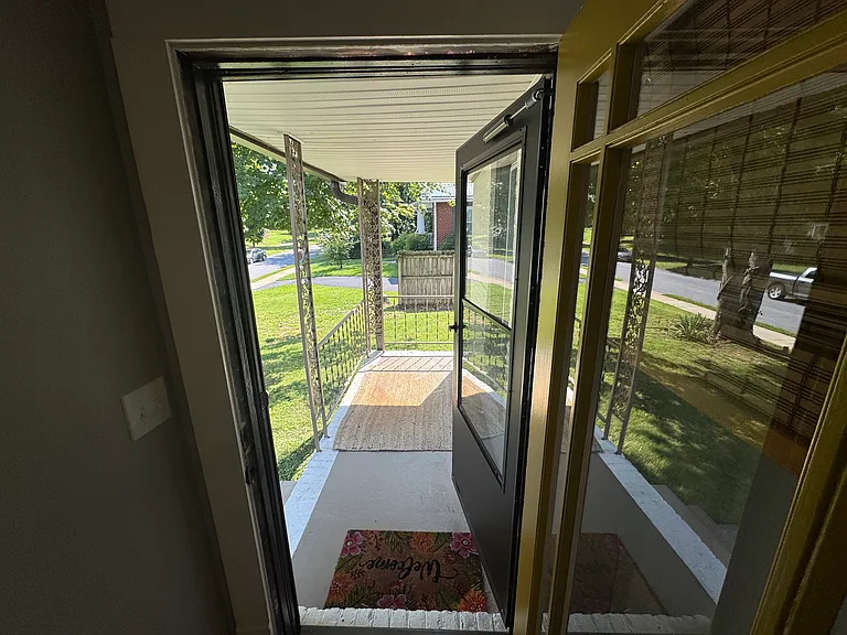 Front door to porch