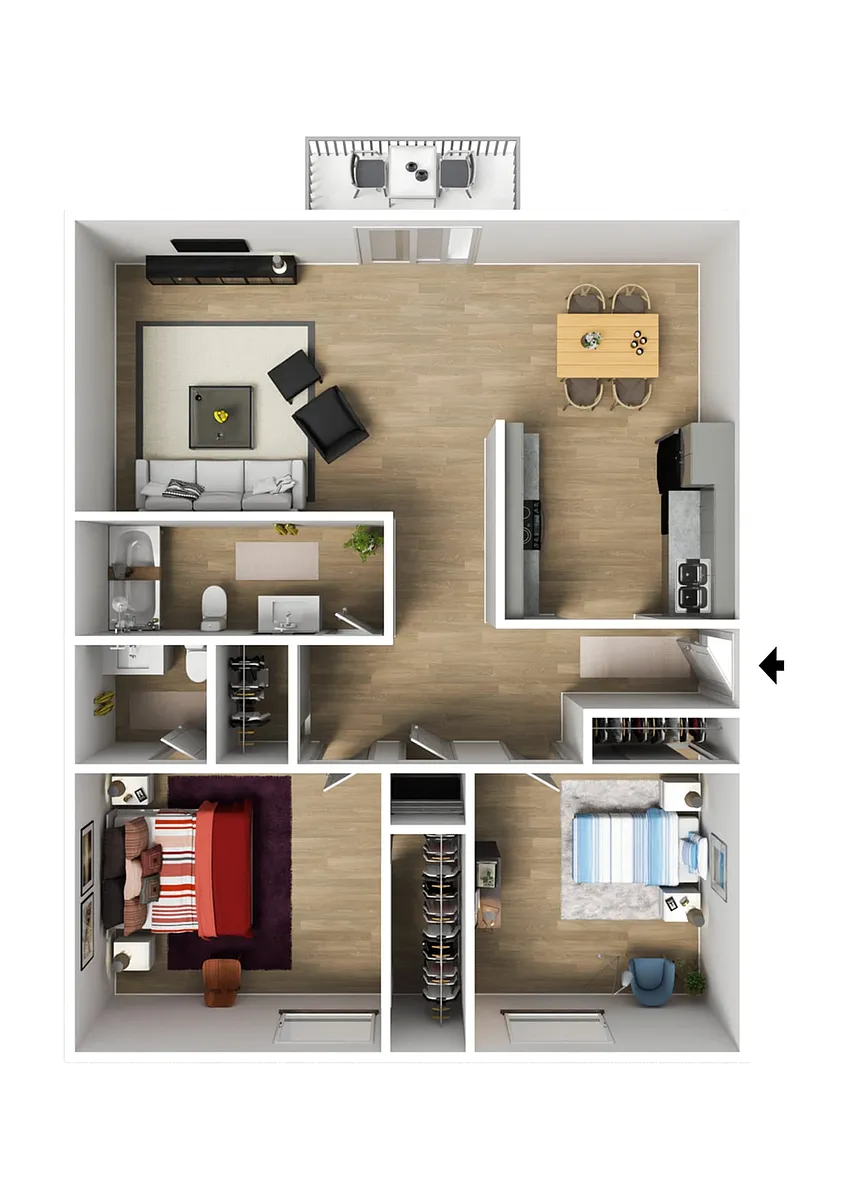 Floor plan 2x1.5 Renovated Apartment