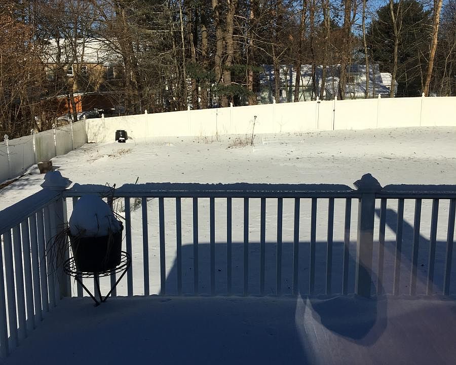 Back yard, around .3 acre of open space fenced in with 7 foo