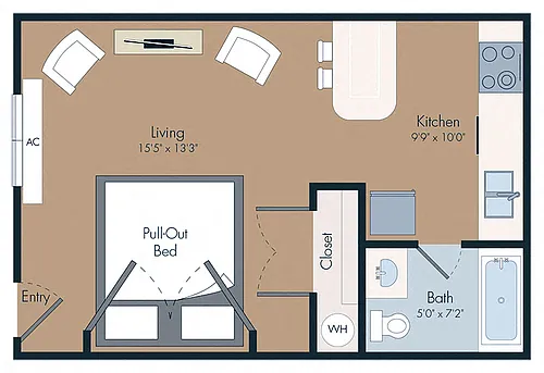 Floor plan Beach Chic Studio