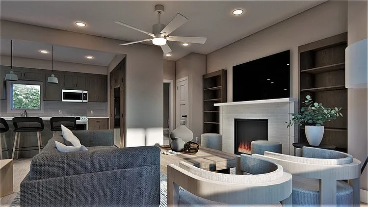 Rendering of main floor common area for Lyric Townhomes.