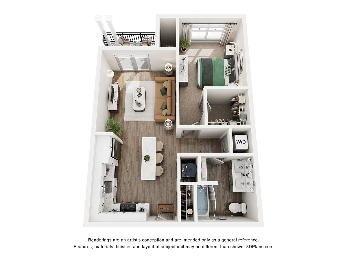 Floor plan 1 Bed, 1 Bath
