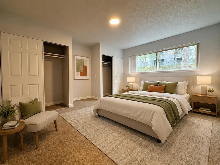 Bedroom # 1 with duel closets (virtually staged)