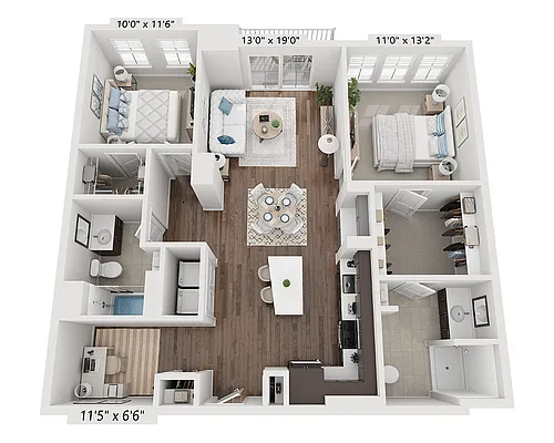 Floor plan Two Bedroom B2A