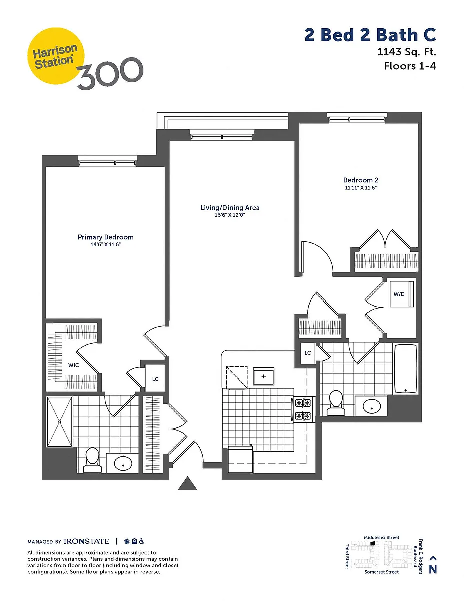 Floor plan 2 Bed 2 Bath C