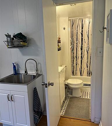 Bathroom with shower.