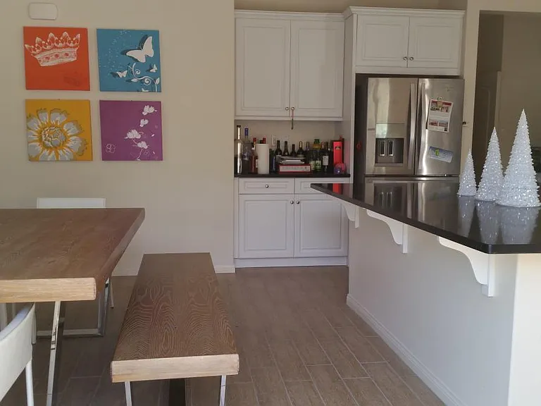 Dining table area and counter