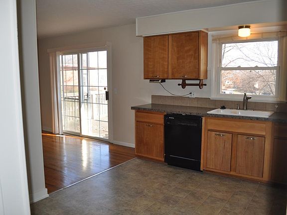 Kitchen with dining room that opens to deck