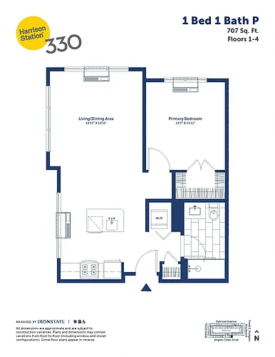 Floor plan 1 Bed 1 Bath P