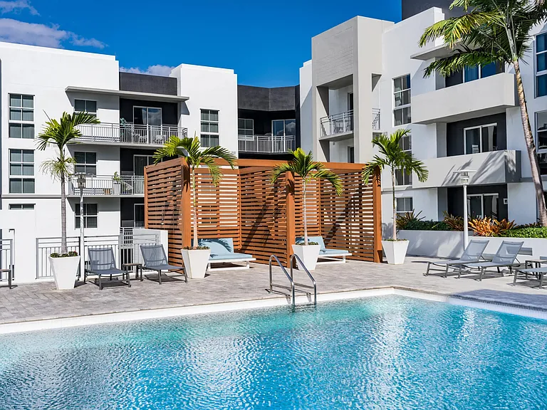 Escape poolside to a private bungalow at our resort-inspired pool at Modera Douglas Station.