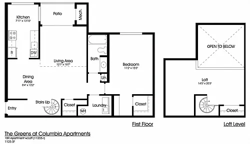 Floor plan 1BR 1BA (1125sf)