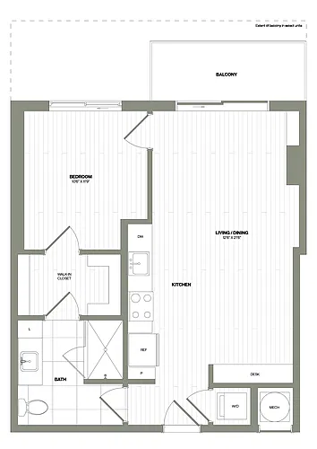 Floor plan 1 Bed/1 Bath-A1 WDU