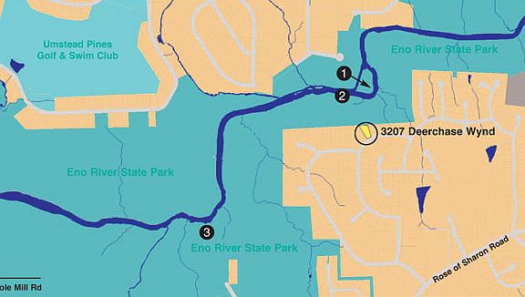 Location on Eno River map