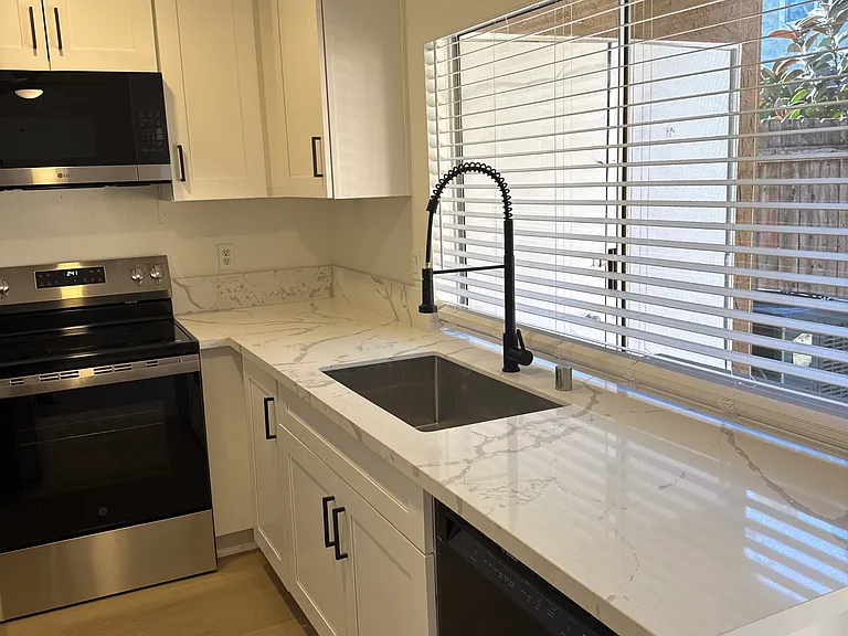 Kitchen looking out to patio
