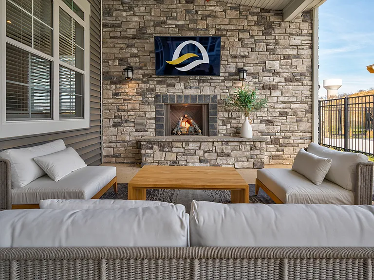 Overlook At Riverside Outdoor Living Area with Fireplace