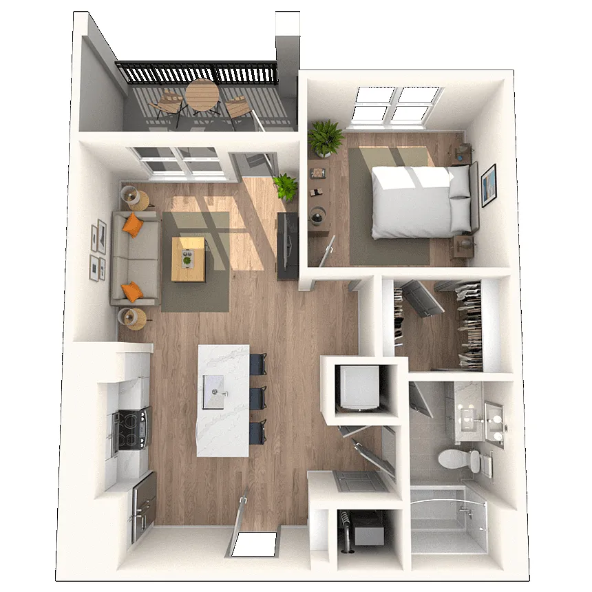 Floor plan A2 1x1 668 SF-FP