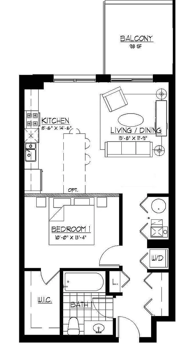 Floor plan 1 Bed 1 Bath