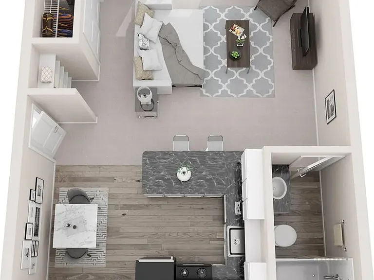 The Cape is a studio apartment.
