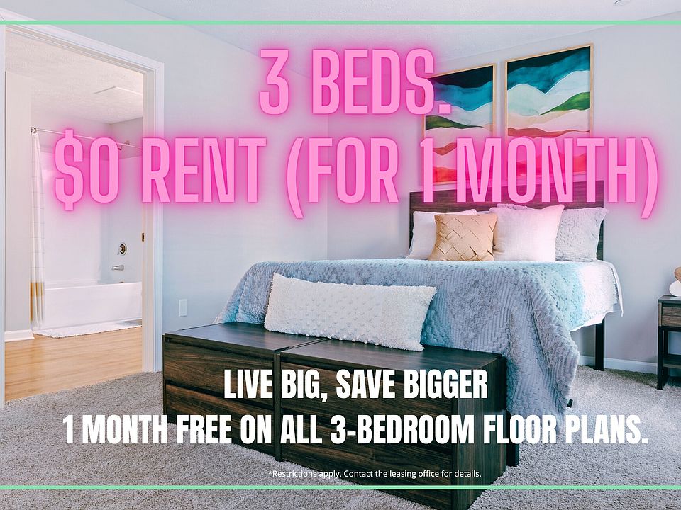 For a limited time, receive 1-month free on all 3-bedroom floor plans.