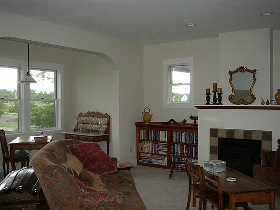 living room with view of fireplace