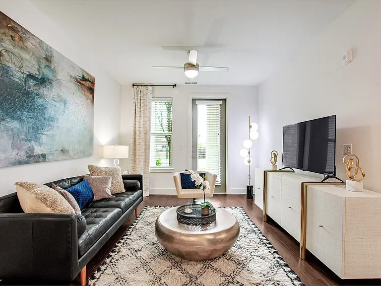 Model Unit, Living Room, View looking Towards Patio Doors/Windows