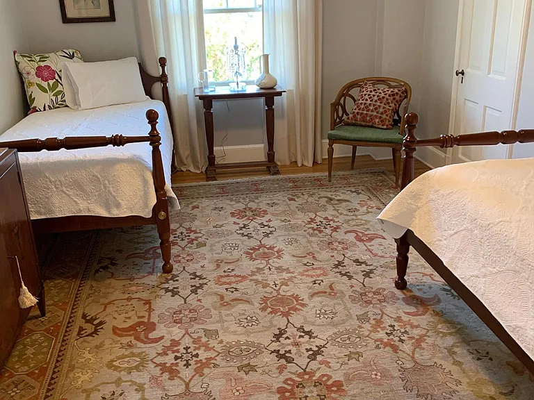 Upstairs bedroom with set of twin beds