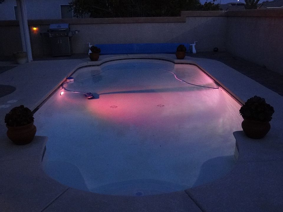 Pool lights at night