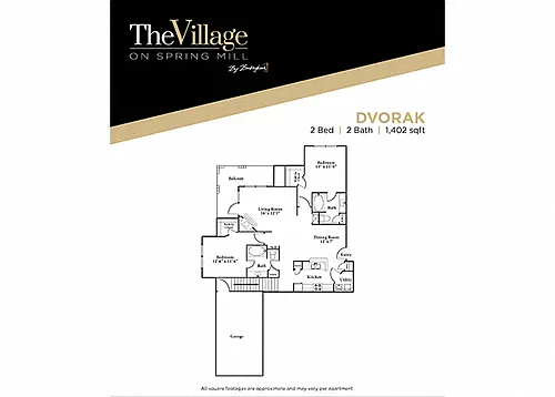 Floor plan Dvorak - 2 bed 2 bath - Renovated