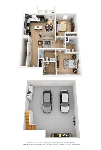 Floor plan 2 Bedroom with Drive Under Double Garage