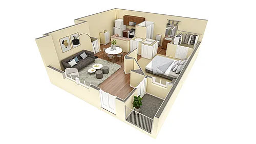 Floor plan 1 BR Designer Courtyard