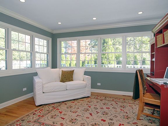 Enclosed addition for family room or office.