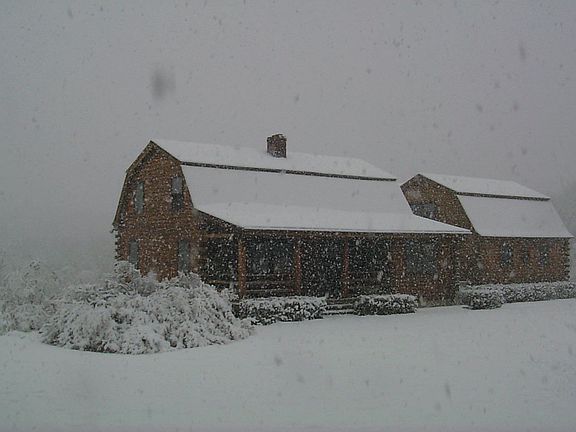 Log House in snow