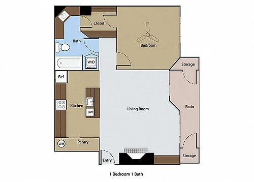 Floor plan 1 BR 1 BA