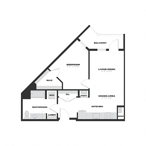 Floor plan 1 Bed/1 Bath-A3